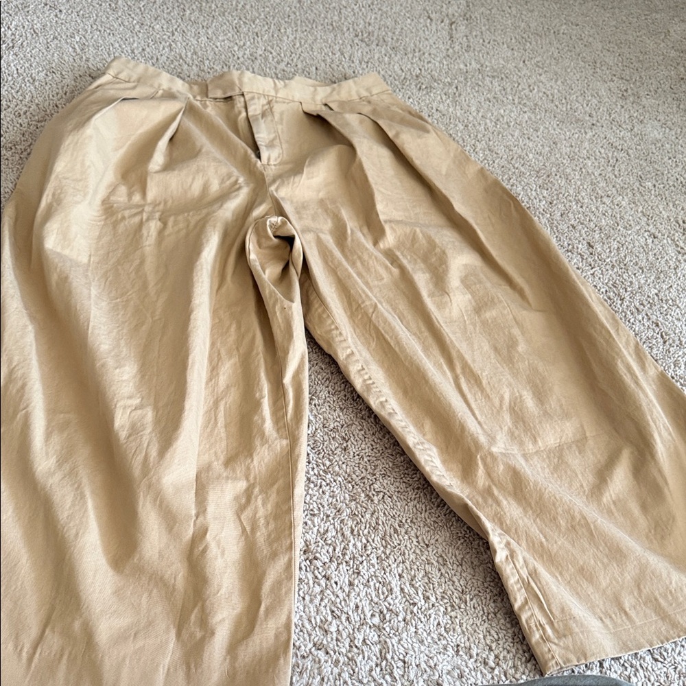 Womens wide leg chino trouser pants- Tan